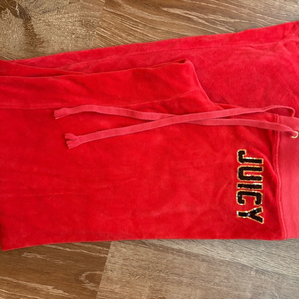 Juicy Couture Kids Red Velour Joggers